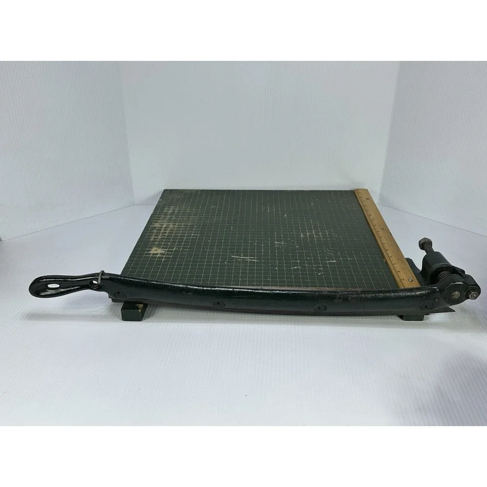 Vintage Guillotine Paper Cutter Cast Iron Handle MCM